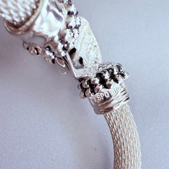 Joseph Esposito Fluted Puffy Heart 6mm Mesh Somerset Sterling Silver Necklace - Picture 6 of 11